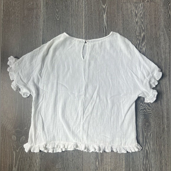 Beachlunchlounge white gauze ruffle short sleeve shirt top coverup size small - Picture 6 of 11